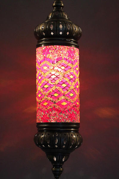 Size 2 Cylinder Antique Mosaic Hanging Lamp